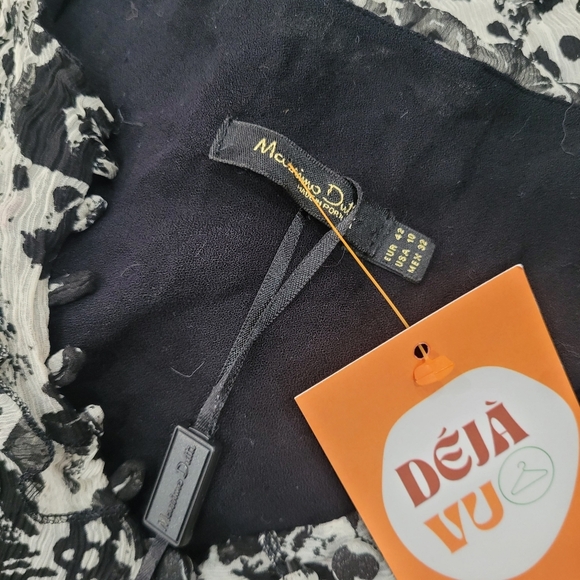 Massimo Dutti Elegant Black and White Silk Floral Dress - Picture 7 of 8